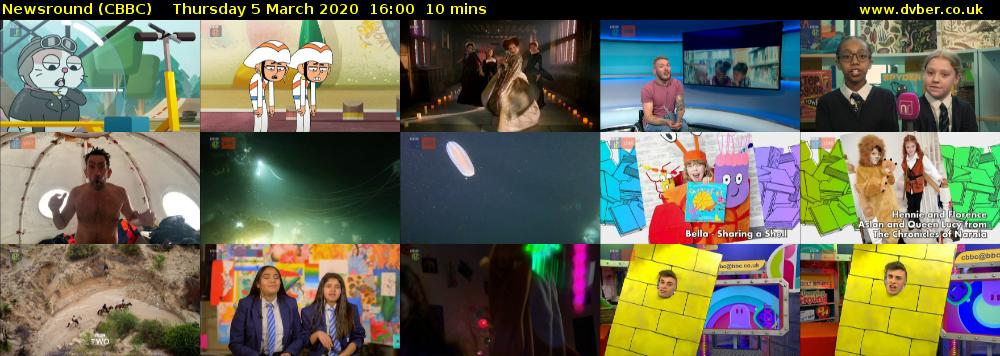 Newsround (CBBC) Thursday 5 March 2020 16:00 - 16:10