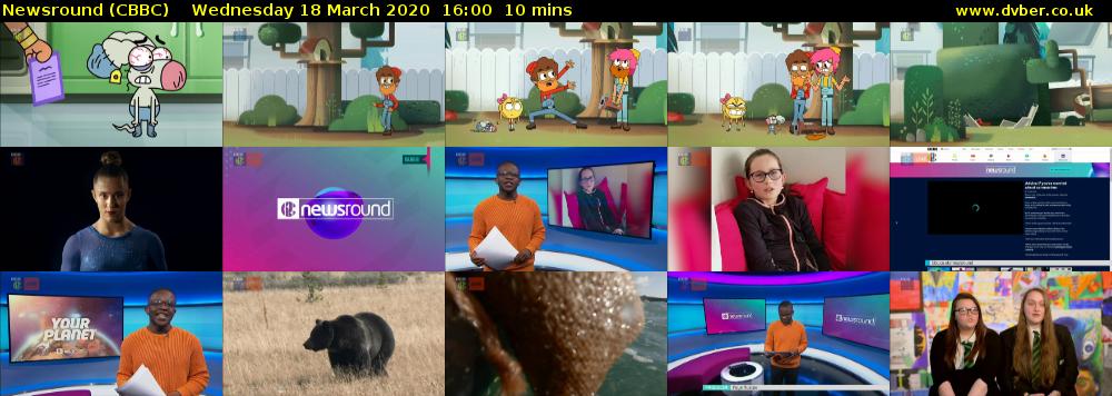 Newsround (CBBC) Wednesday 18 March 2020 16:00 - 16:10