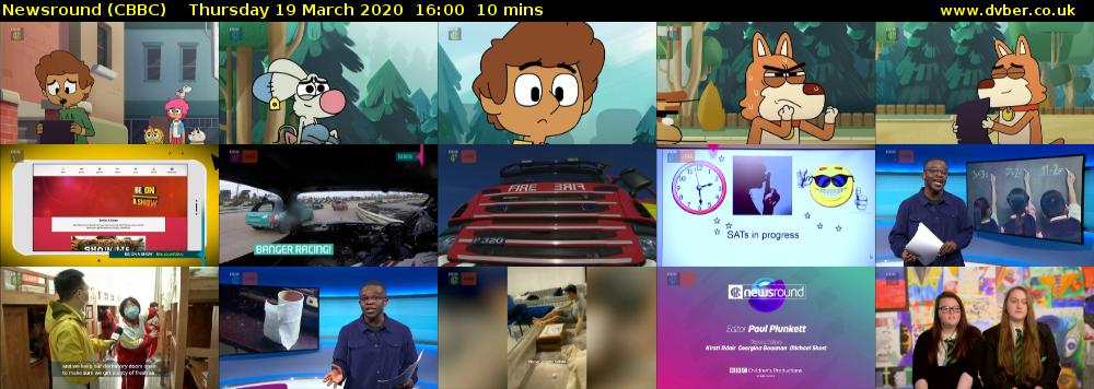 Newsround (CBBC) Thursday 19 March 2020 16:00 - 16:10