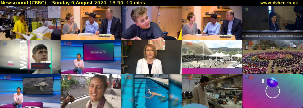 Newsround (CBBC) Sunday 9 August 2020 13:50 - 14:00