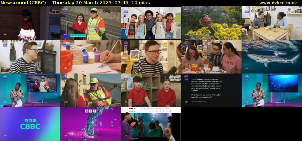 Newsround (CBBC) Thursday 20 March 2025 07:45 - 07:55