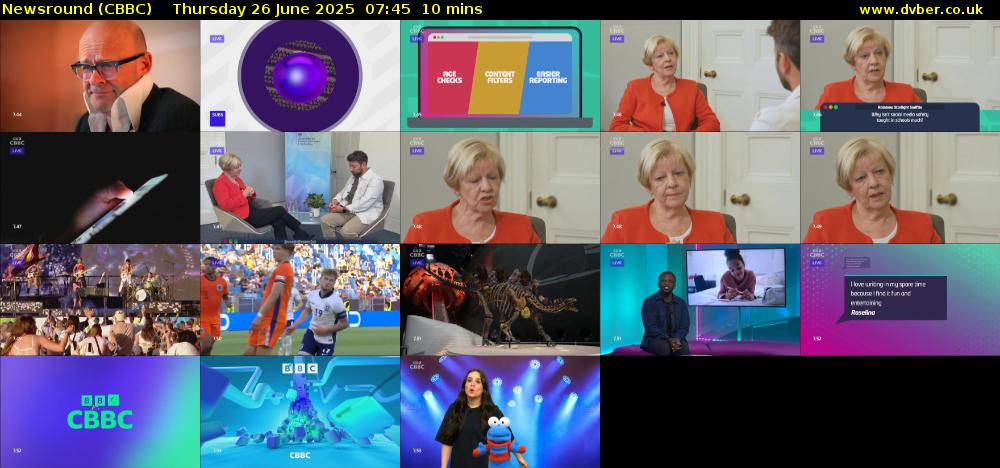 Newsround (CBBC) Thursday 26 June 2025 07:45 - 07:55