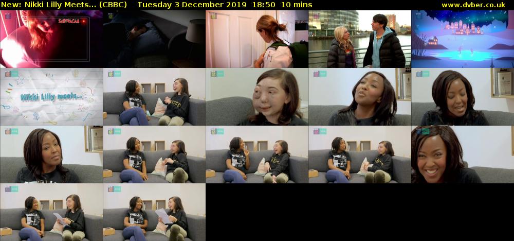 Nikki Lilly Meets... (CBBC) Tuesday 3 December 2019 18:50 - 19:00