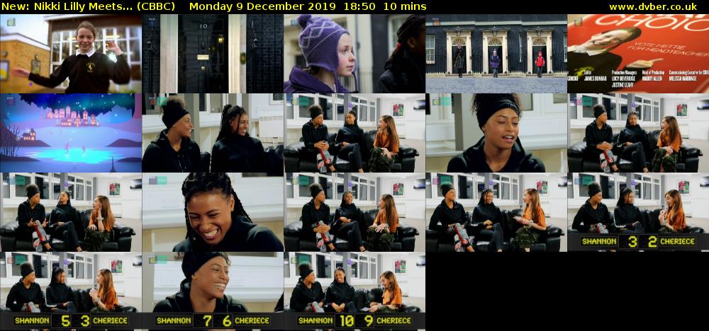 Nikki Lilly Meets... (CBBC) Monday 9 December 2019 18:50 - 19:00