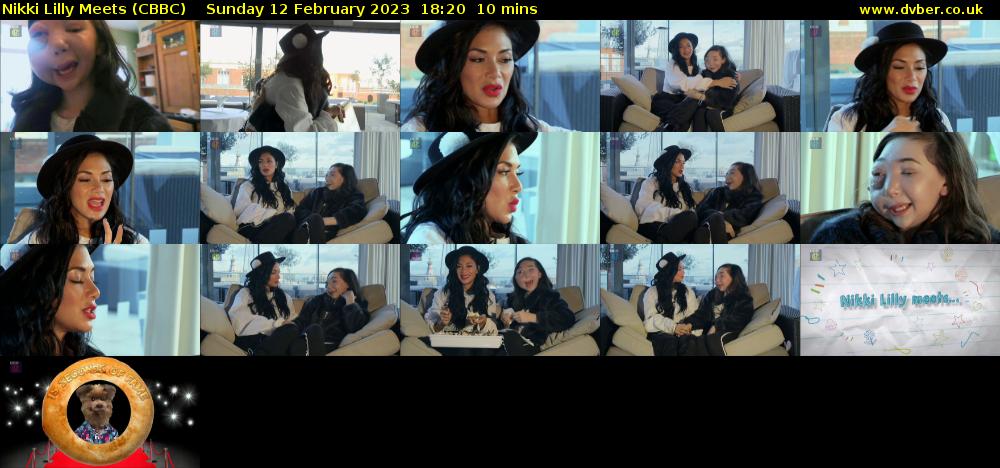 Nikki Lilly Meets (CBBC) Sunday 12 February 2023 18:20 - 18:30