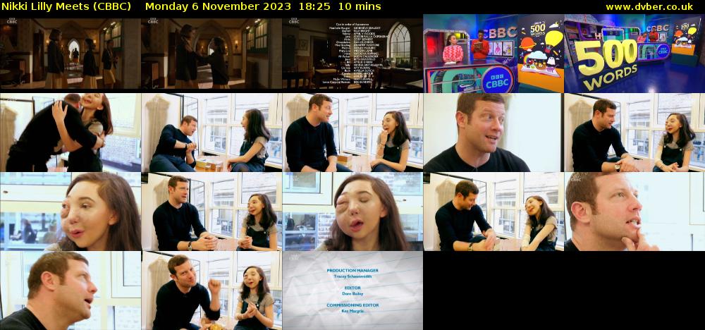 Nikki Lilly Meets (CBBC) Monday 6 November 2023 18:25 - 18:35