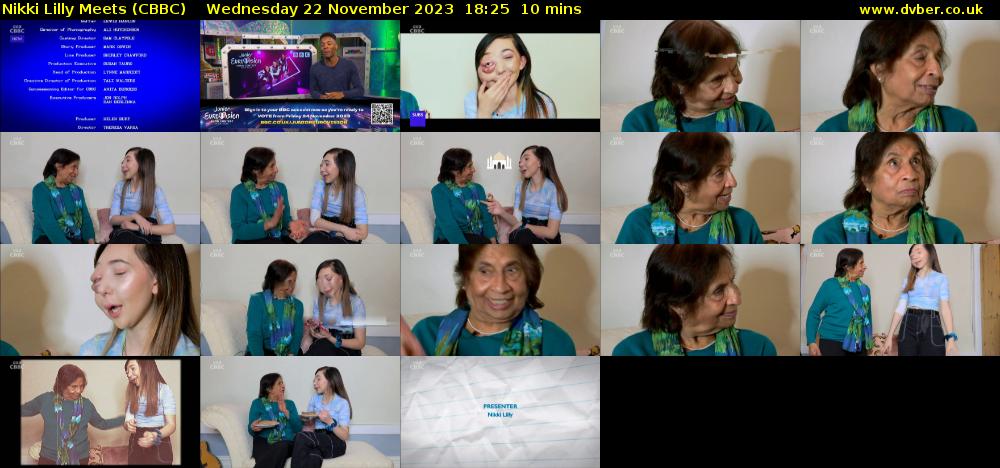 Nikki Lilly Meets (CBBC) Wednesday 22 November 2023 18:25 - 18:35