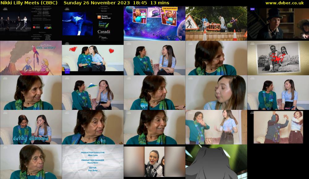 Nikki Lilly Meets (CBBC) Sunday 26 November 2023 18:45 - 18:58