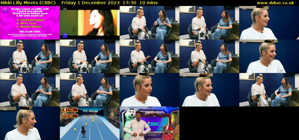 Nikki Lilly Meets (CBBC) Friday 1 December 2023 17:30 - 17:40