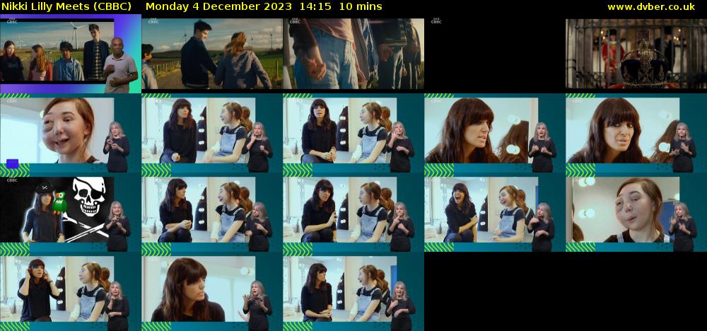 Nikki Lilly Meets (CBBC) Monday 4 December 2023 14:15 - 14:25