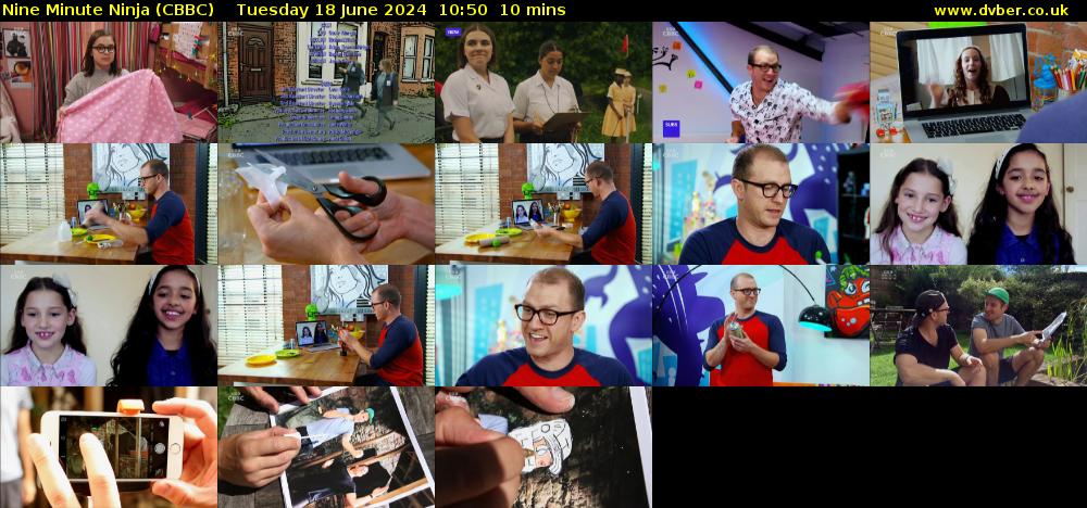 Nine Minute Ninja (CBBC) Tuesday 18 June 2024 10:50 - 11:00