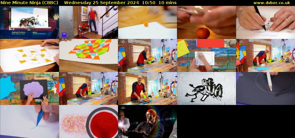 Nine Minute Ninja (CBBC) Wednesday 25 September 2024 10:50 - 11:00