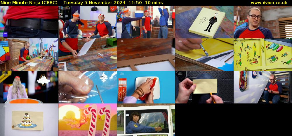 Nine Minute Ninja (CBBC) Tuesday 5 November 2024 11:50 - 12:00