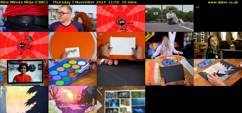 Nine Minute Ninja (CBBC) Thursday 7 November 2024 11:50 - 12:00