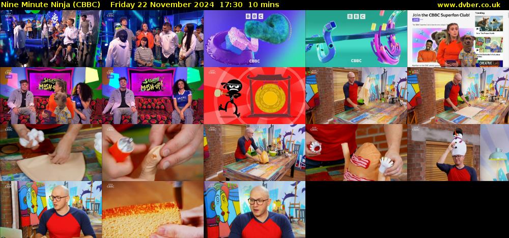 Nine Minute Ninja (CBBC) Friday 22 November 2024 17:30 - 17:40