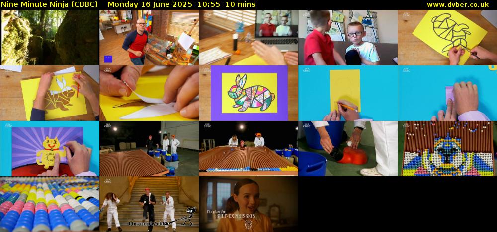 Nine Minute Ninja (CBBC) Monday 16 June 2025 10:55 - 11:05