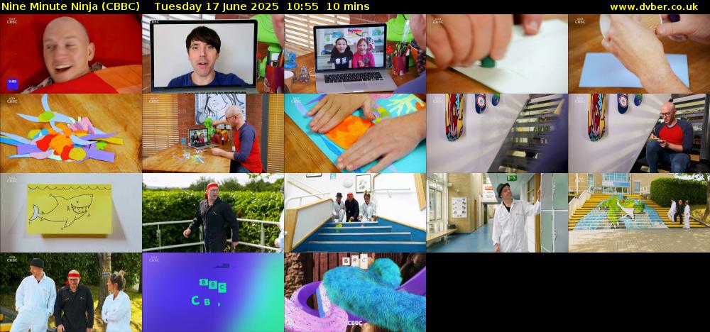 Nine Minute Ninja (CBBC) Tuesday 17 June 2025 10:55 - 11:05