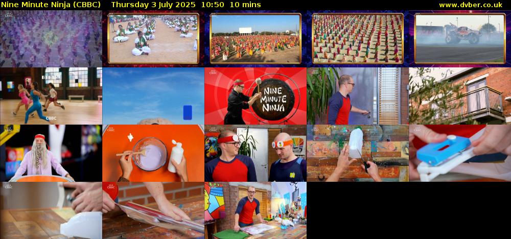 Nine Minute Ninja (CBBC) Thursday 3 July 2025 10:50 - 11:00