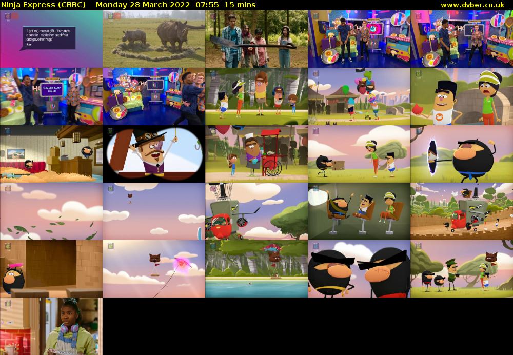 Ninja Express (CBBC) Monday 28 March 2022 07:55 - 08:10