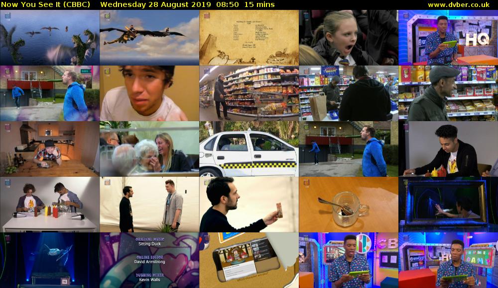 Now You See It (CBBC) Wednesday 28 August 2019 08:50 - 09:05