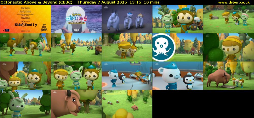 Octonauts: Above & Beyond (CBBC) Thursday 7 August 2025 13:15 - 13:25