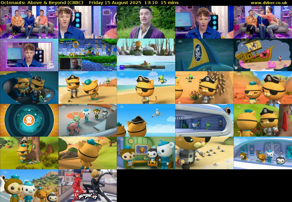 Octonauts: Above & Beyond (CBBC) Friday 15 August 2025 13:10 - 13:25