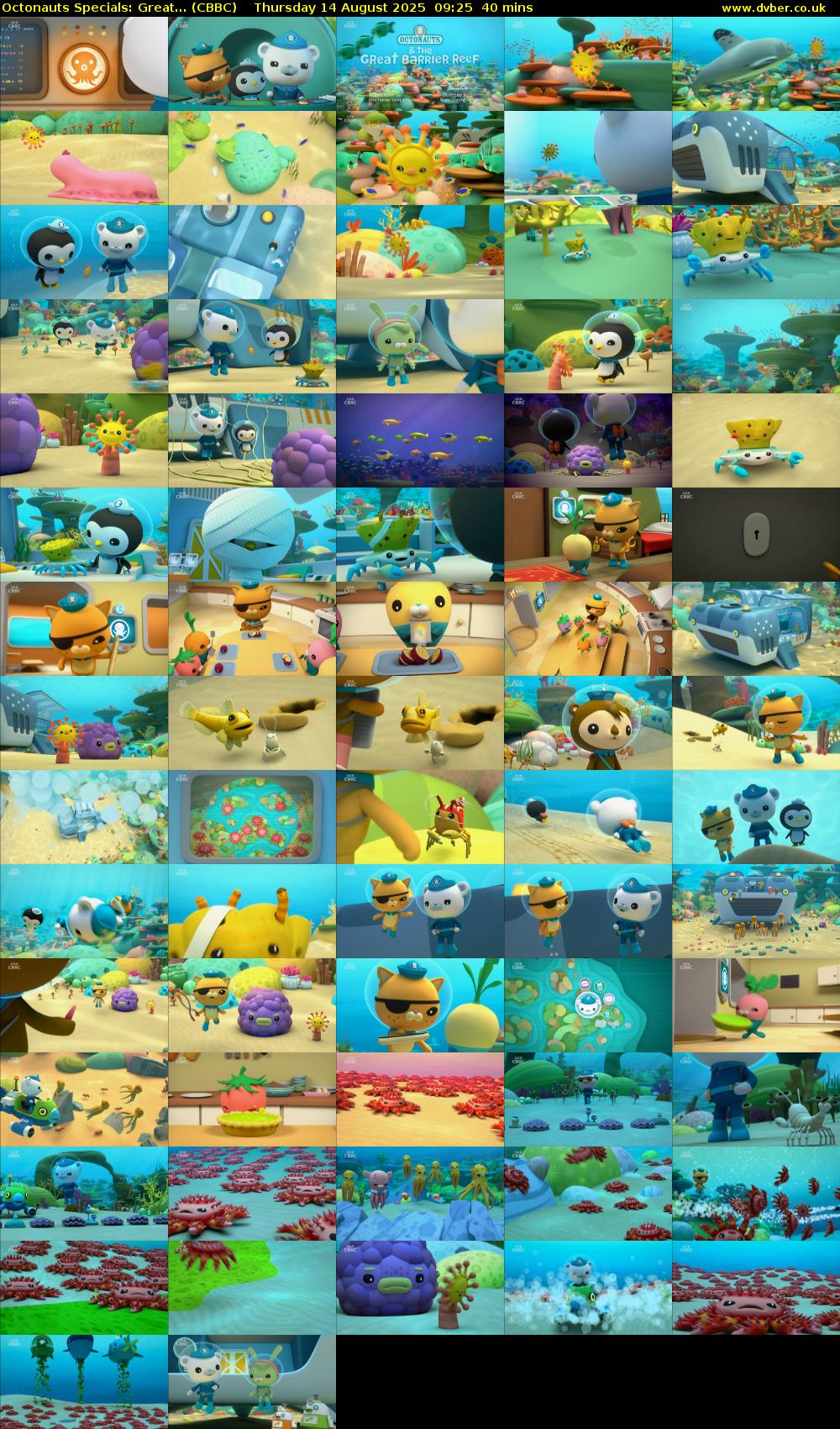 Octonauts Specials: Great... (CBBC) Thursday 14 August 2025 09:25 - 10:05