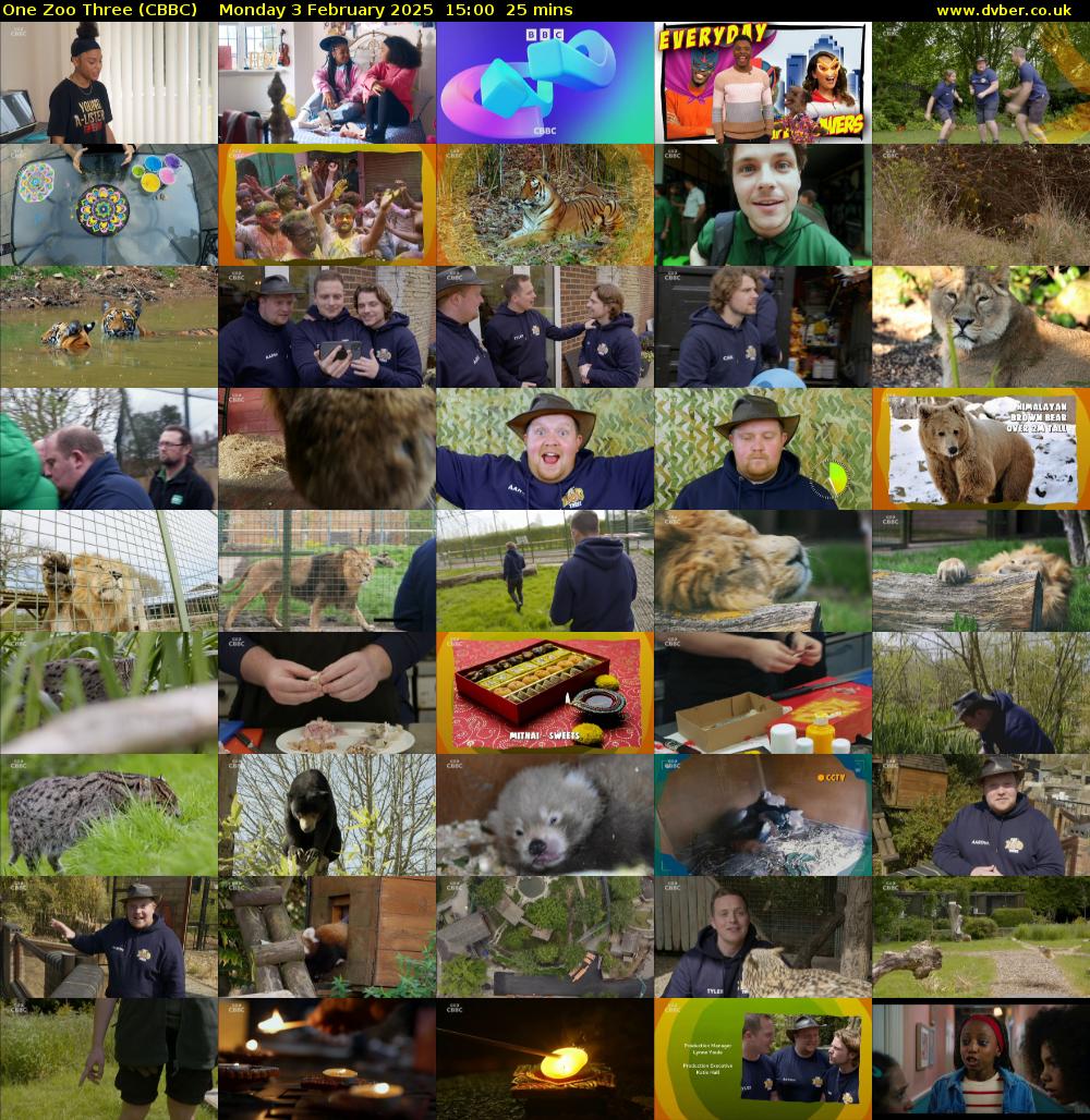 One Zoo Three (CBBC) Monday 3 February 2025 15:00 - 15:25