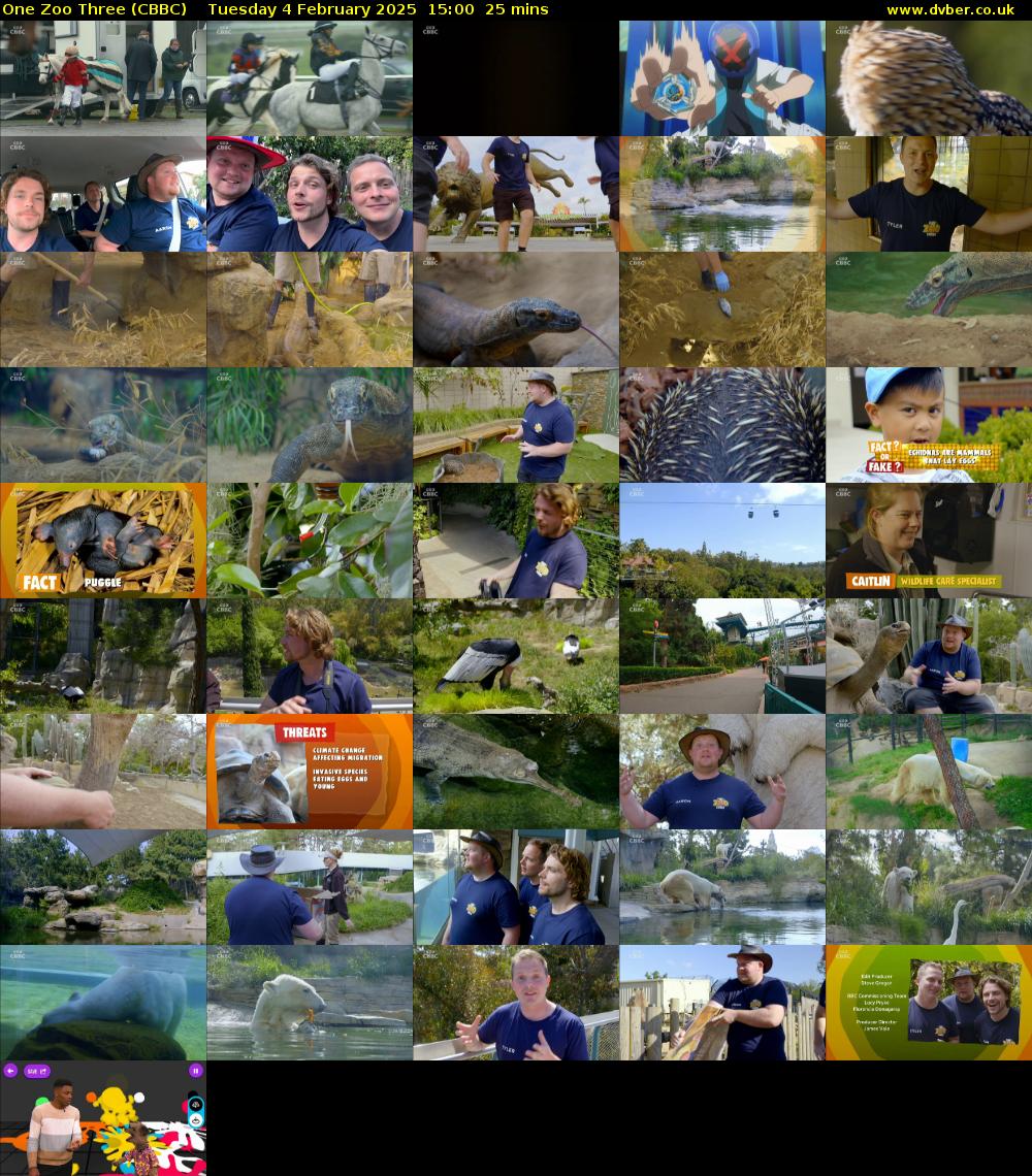 One Zoo Three (CBBC) Tuesday 4 February 2025 15:00 - 15:25