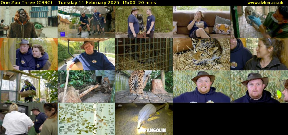 One Zoo Three (CBBC) Tuesday 11 February 2025 15:00 - 15:20