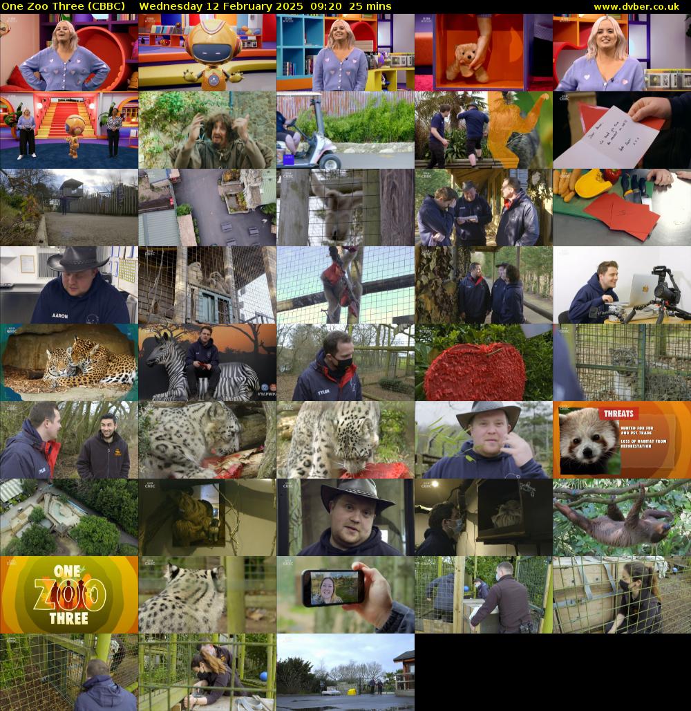 One Zoo Three (CBBC) Wednesday 12 February 2025 09:20 - 09:45