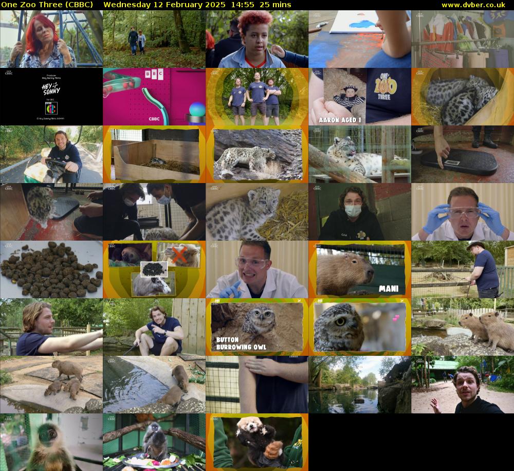 One Zoo Three (CBBC) Wednesday 12 February 2025 14:55 - 15:20