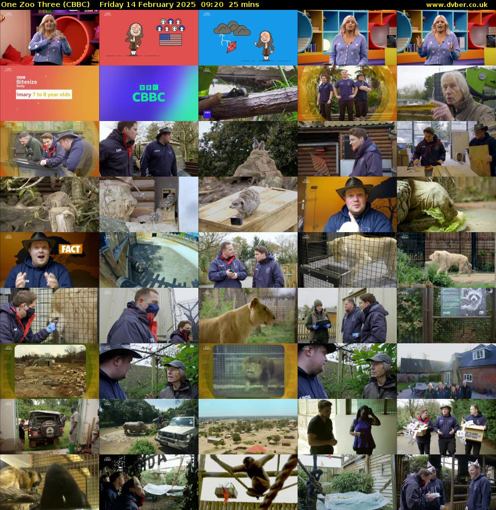 One Zoo Three (CBBC) Friday 14 February 2025 09:20 - 09:45