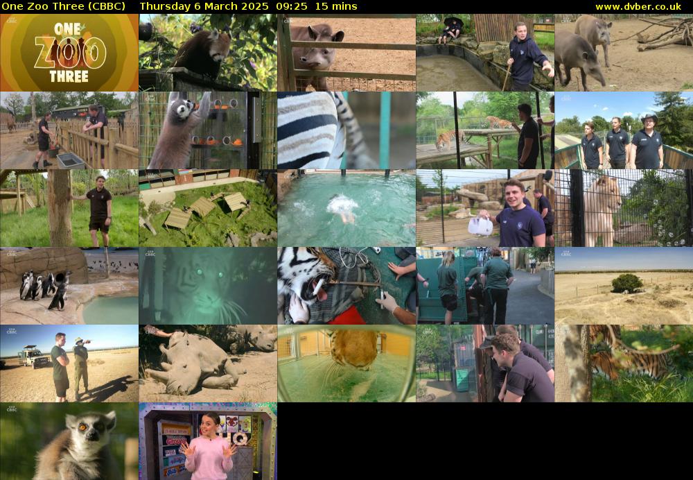 One Zoo Three (CBBC) Thursday 6 March 2025 09:25 - 09:40