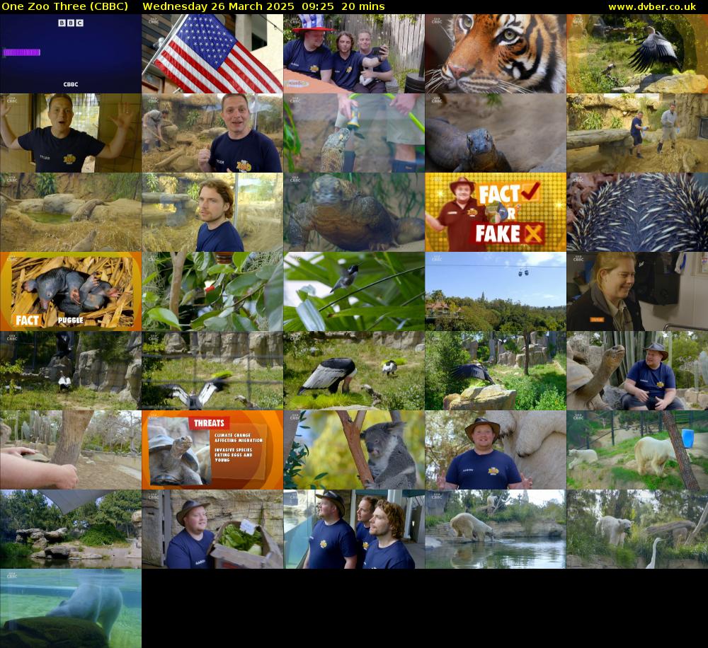 One Zoo Three (CBBC) Wednesday 26 March 2025 09:25 - 09:45