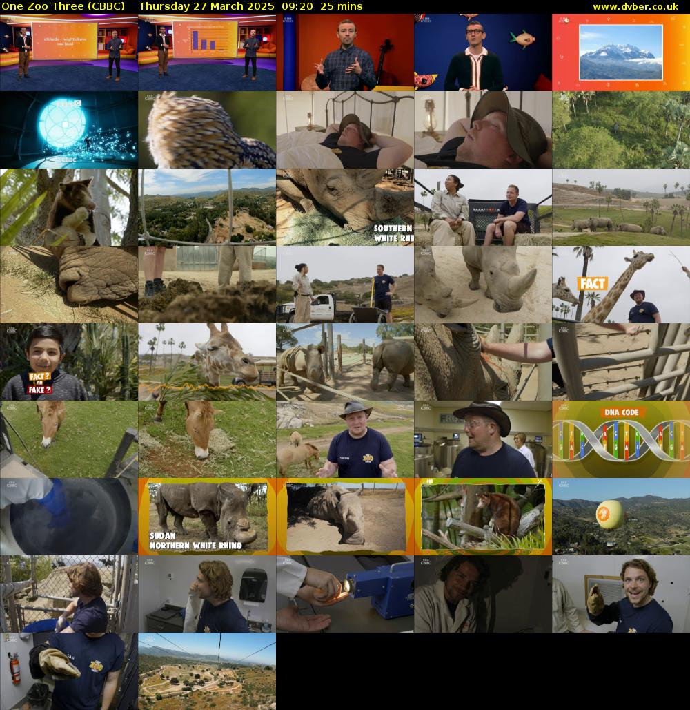 One Zoo Three (CBBC) Thursday 27 March 2025 09:20 - 09:45