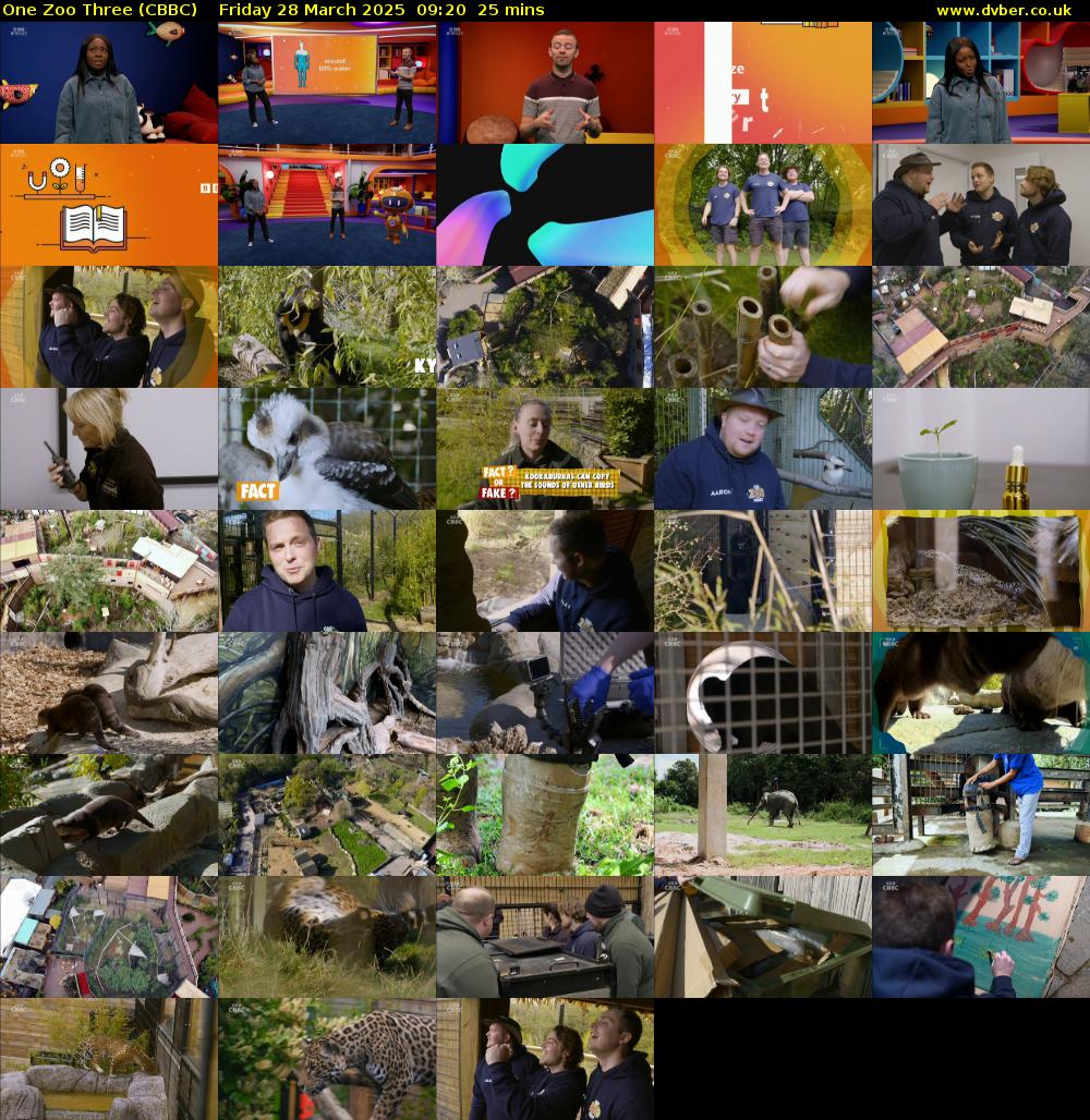 One Zoo Three (CBBC) Friday 28 March 2025 09:20 - 09:45