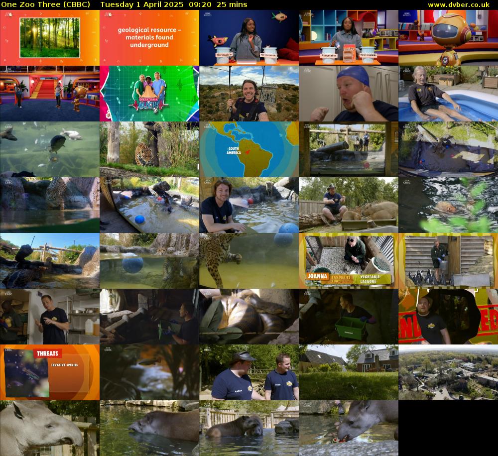 One Zoo Three (CBBC) Tuesday 1 April 2025 09:20 - 09:45