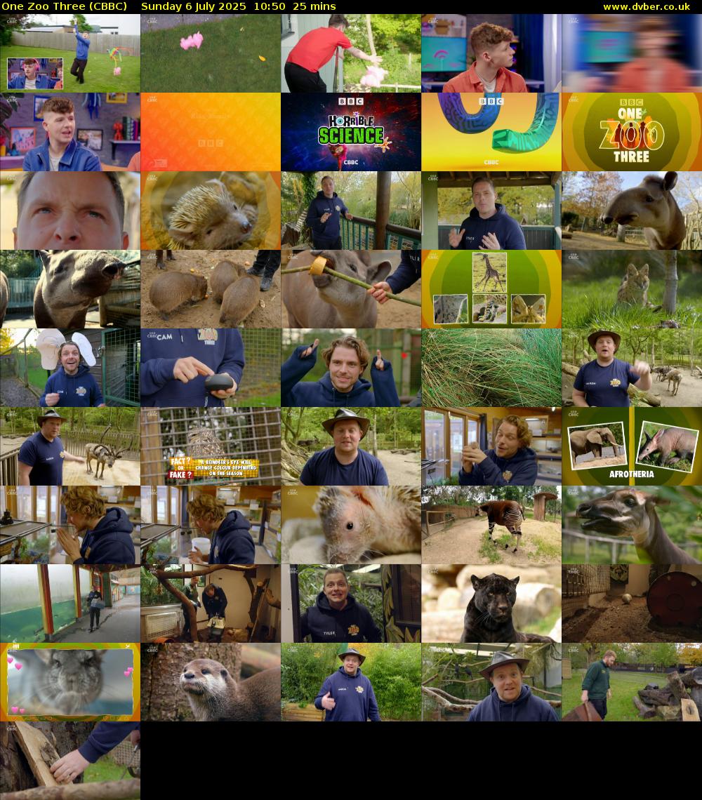One Zoo Three (CBBC) Sunday 6 July 2025 10:50 - 11:15