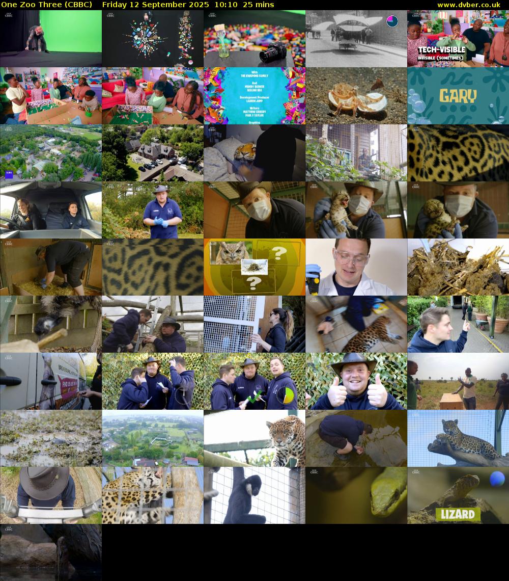 One Zoo Three (CBBC) Friday 12 September 2025 10:10 - 10:35
