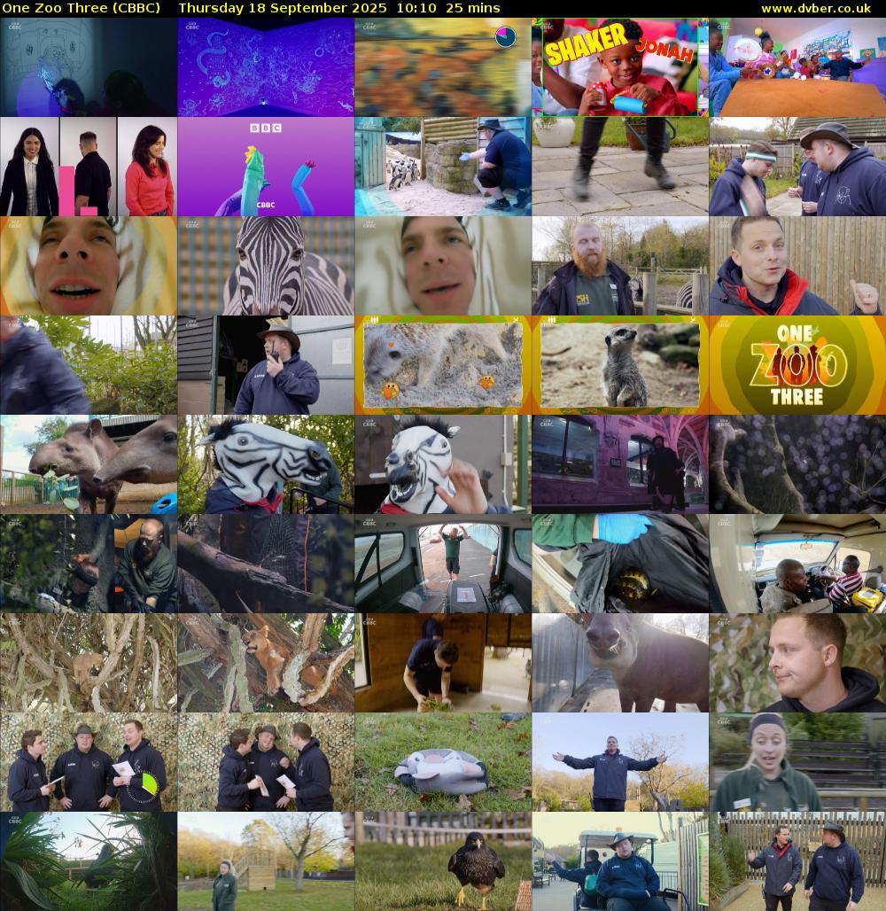 One Zoo Three (CBBC) Thursday 18 September 2025 10:10 - 10:35