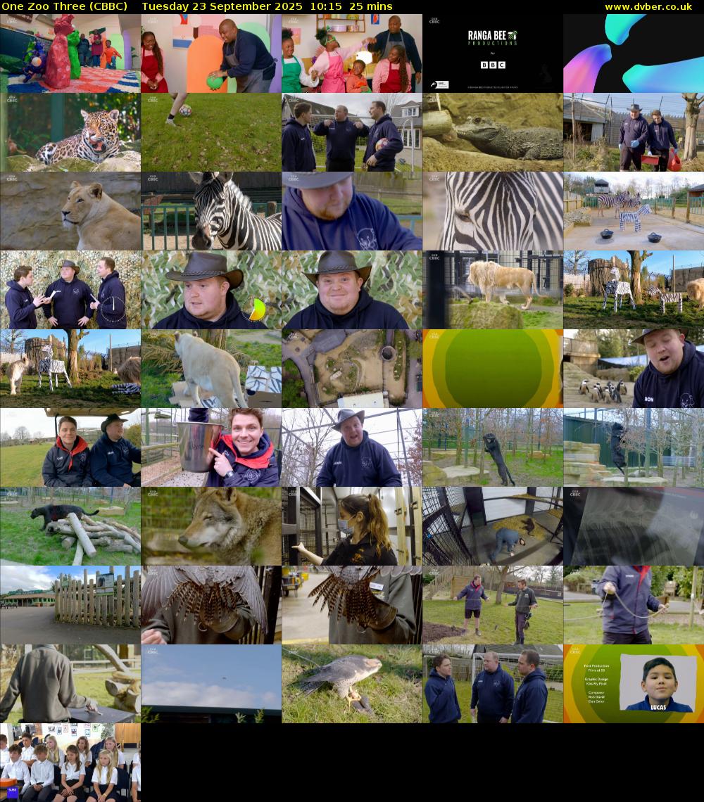One Zoo Three (CBBC) Tuesday 23 September 2025 10:15 - 10:40