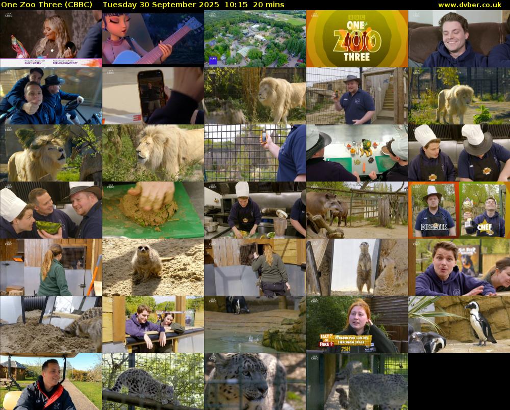 One Zoo Three (CBBC) Tuesday 30 September 2025 10:15 - 10:35