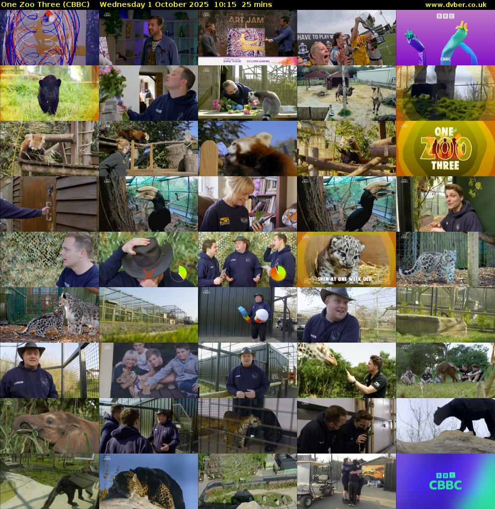 One Zoo Three (CBBC) Wednesday 1 October 2025 10:15 - 10:40