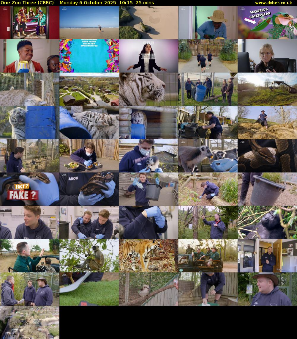 One Zoo Three (CBBC) Monday 6 October 2025 10:15 - 10:40