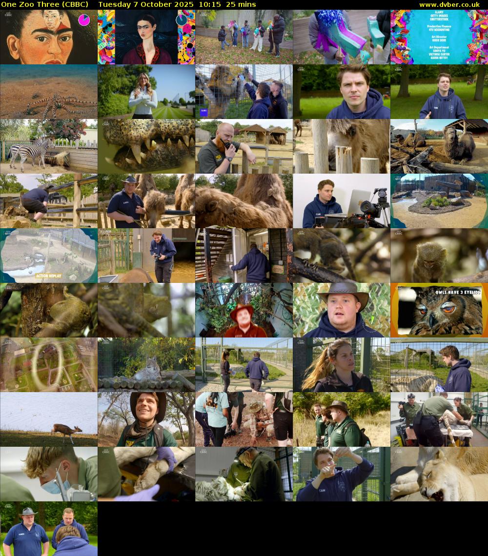 One Zoo Three (CBBC) Tuesday 7 October 2025 10:15 - 10:40