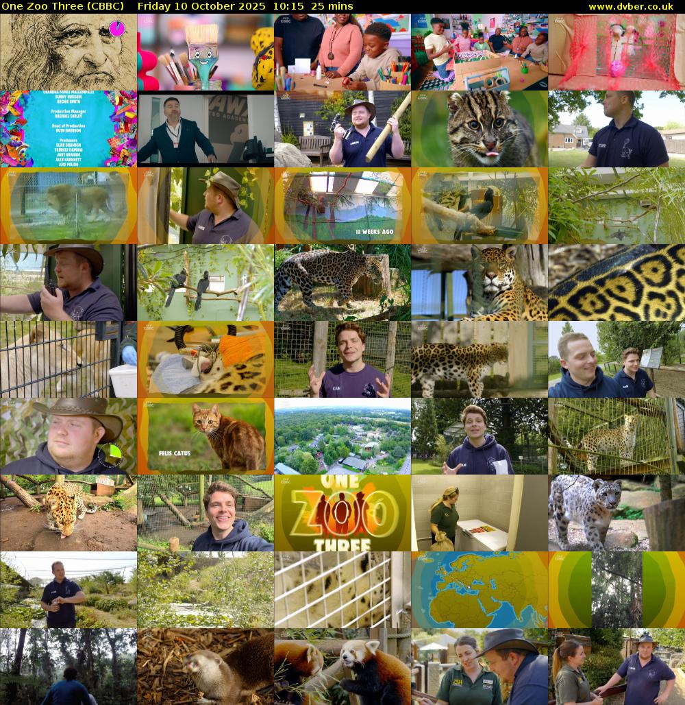 One Zoo Three (CBBC) Friday 10 October 2025 10:15 - 10:40