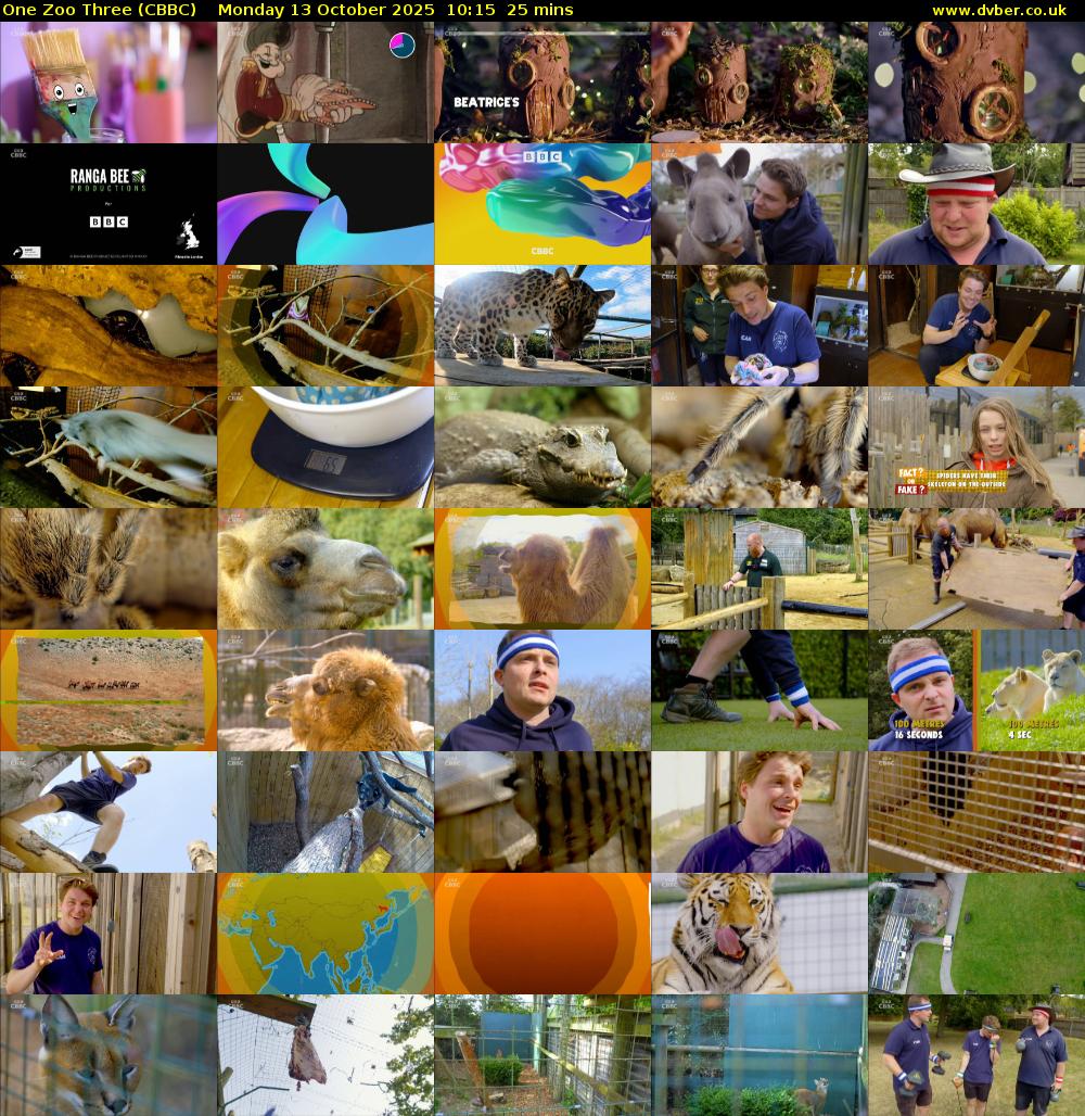 One Zoo Three (CBBC) Monday 13 October 2025 10:15 - 10:40