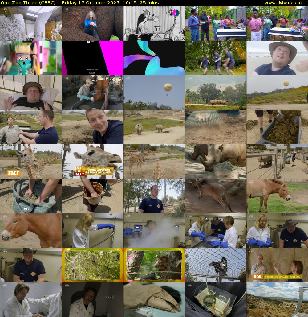 One Zoo Three (CBBC) Friday 17 October 2025 10:15 - 10:40