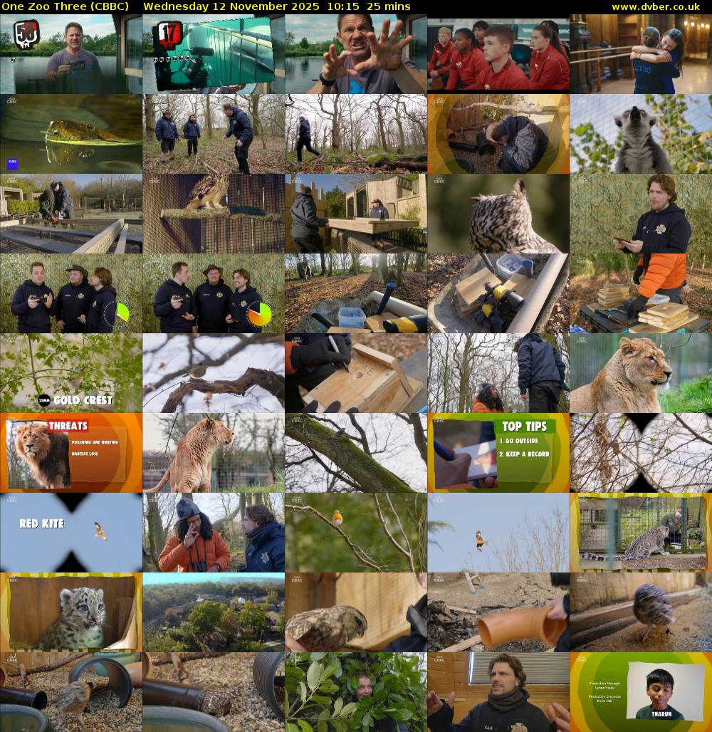 One Zoo Three (CBBC) Wednesday 12 November 2025 10:15 - 10:40